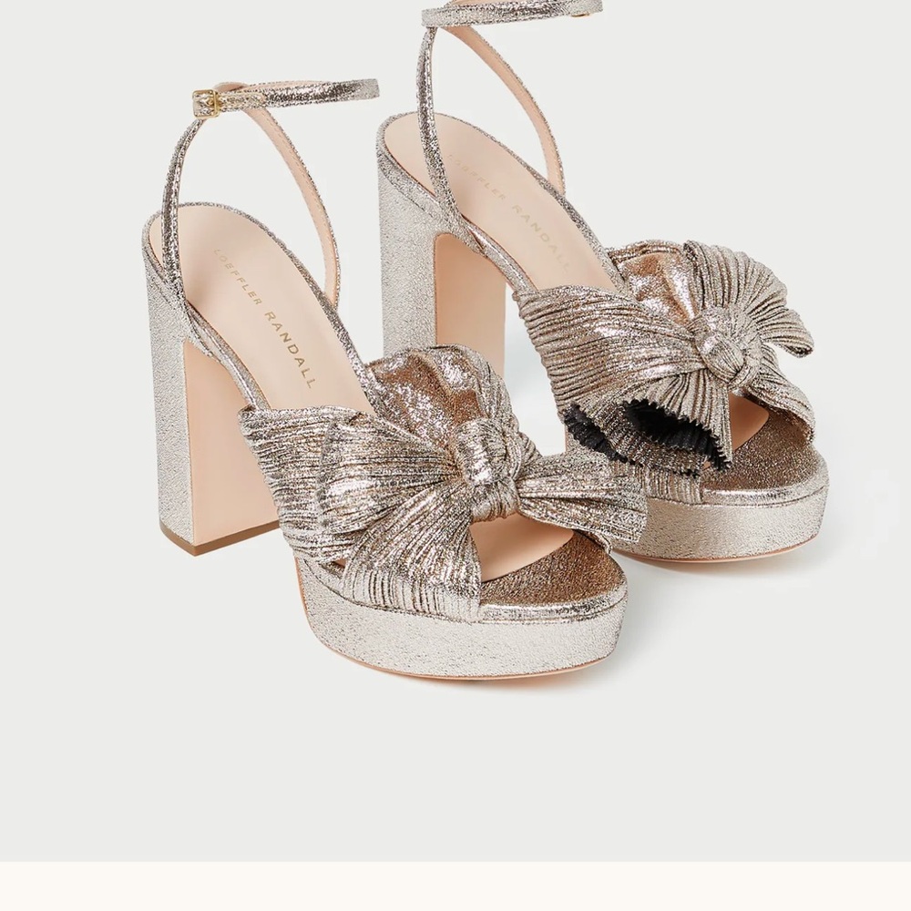 Loeffler Randall Silver Heels with Decorative Bow